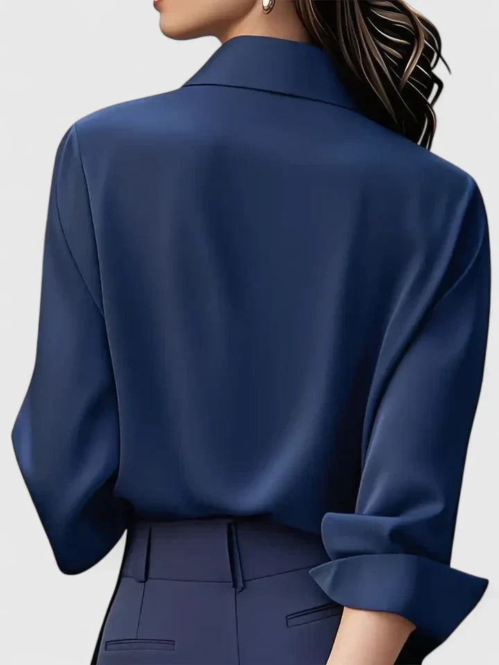 Women's Elegant Collared Work Blouse | Long Sleeve