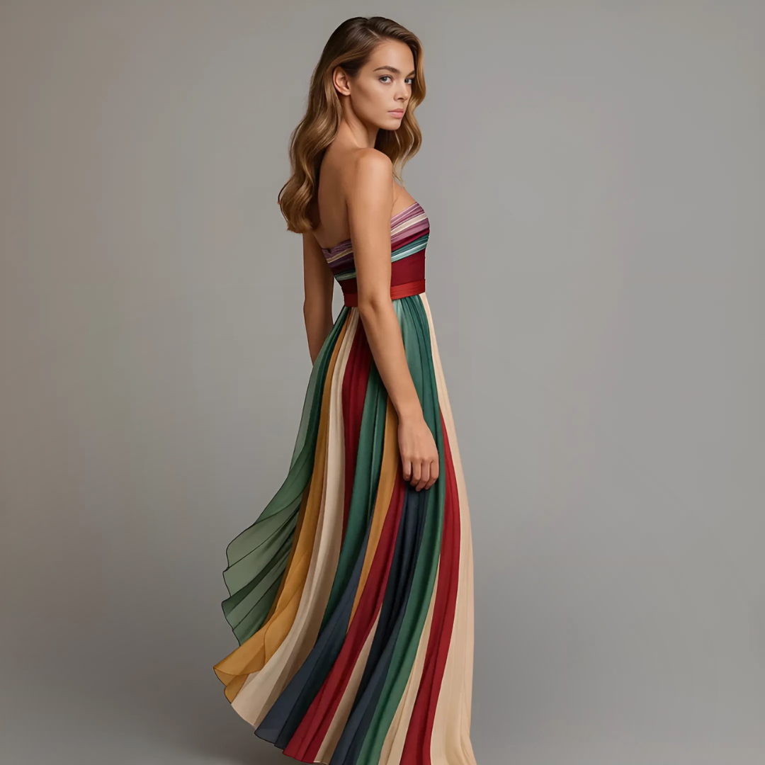 Women's Party Strapless Colorful Dress | Maxi
