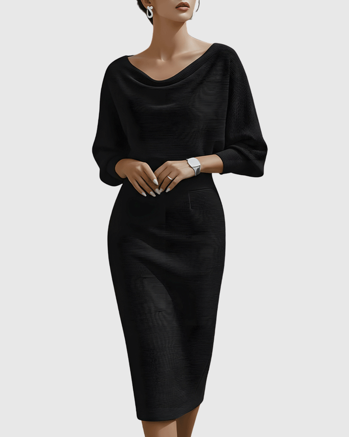 Women's Elegant Draped Batwing Formal Dress | Midi