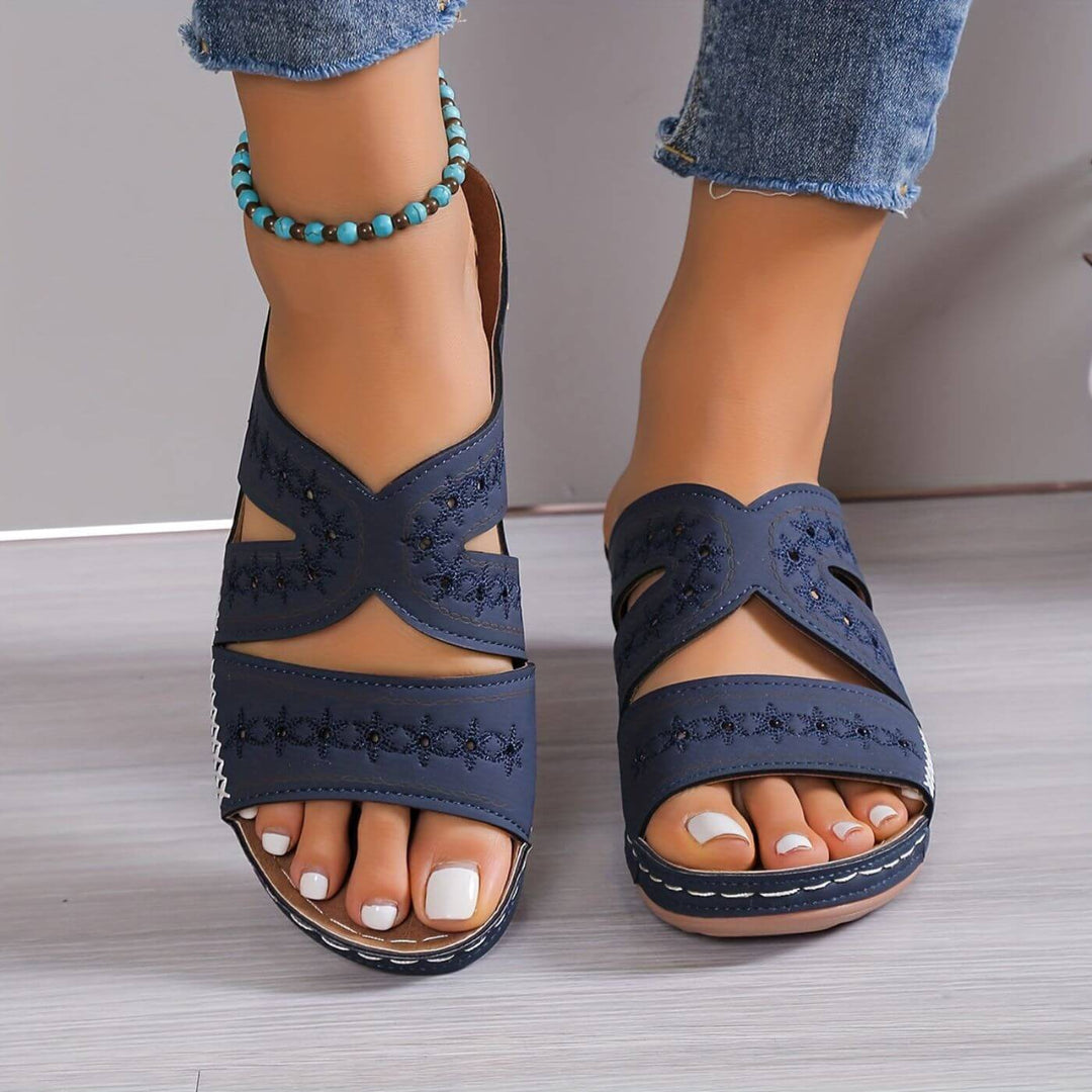 Women's Summer Boho Orthopedic Low Wedge Sandals | Slip On