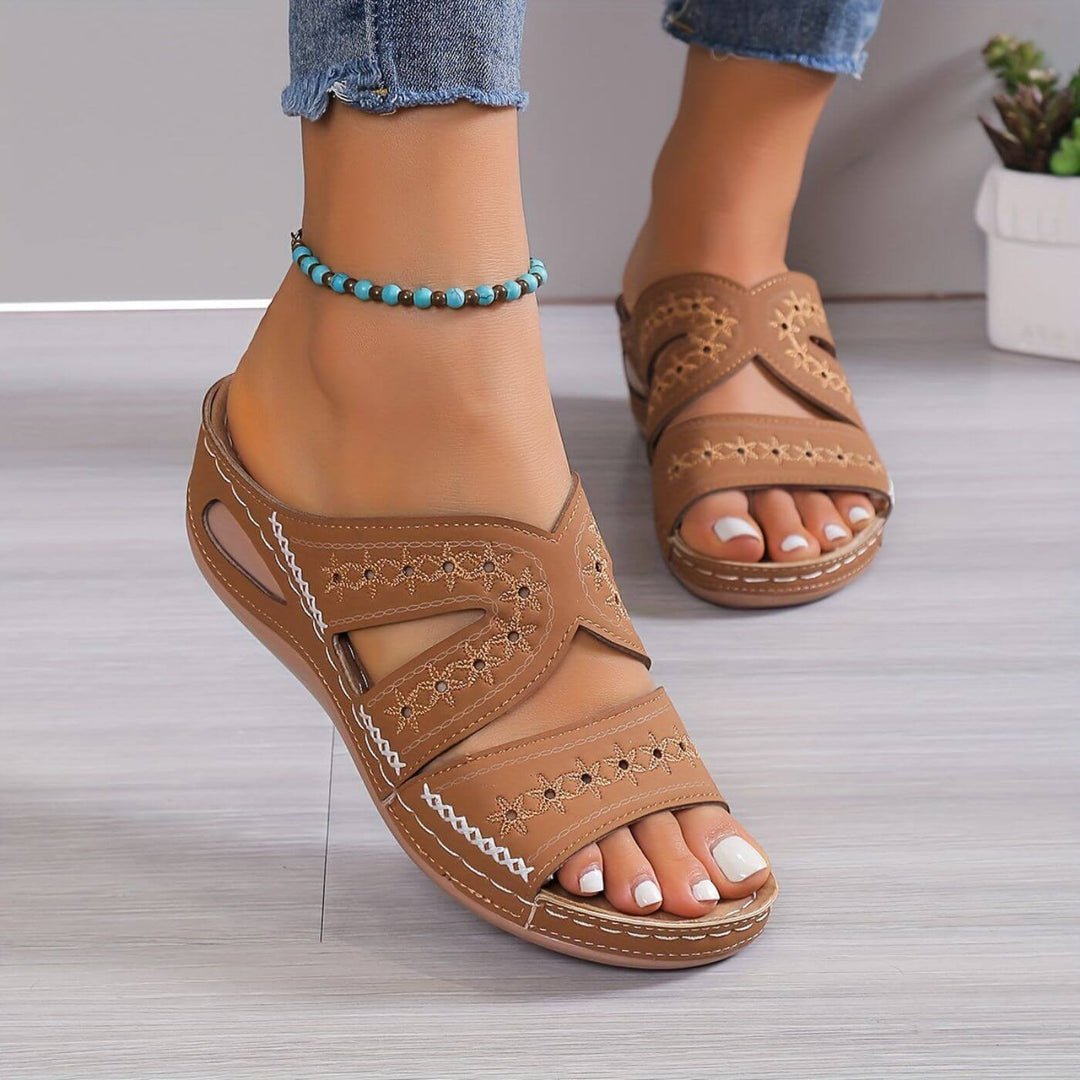 Women's Summer Boho Orthopedic Low Wedge Sandals | Slip On
