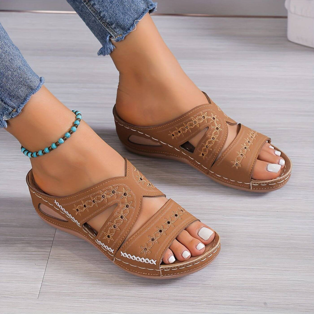Women's Summer Boho Orthopedic Low Wedge Sandals | Slip On