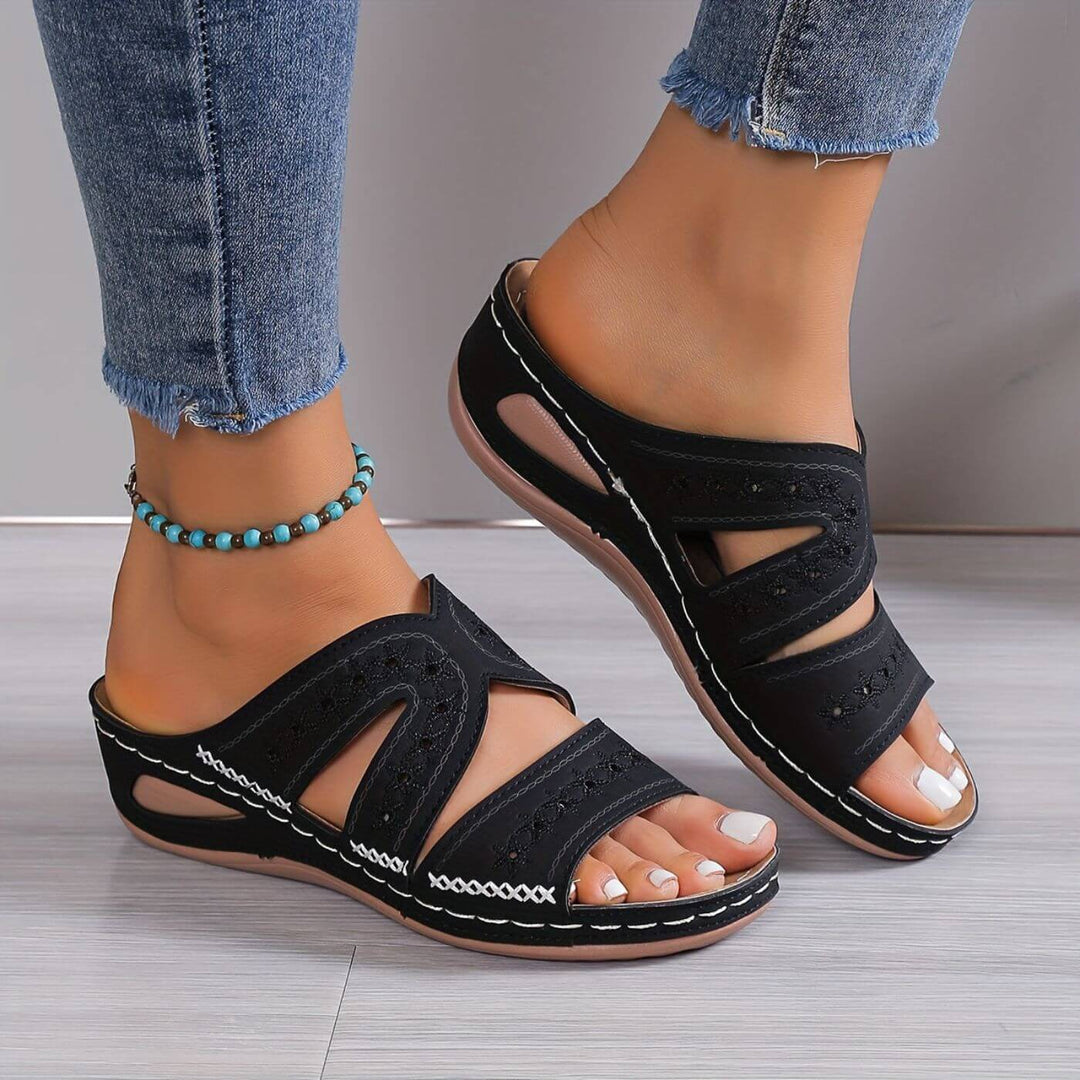 Women's Summer Boho Orthopedic Low Wedge Sandals | Slip On
