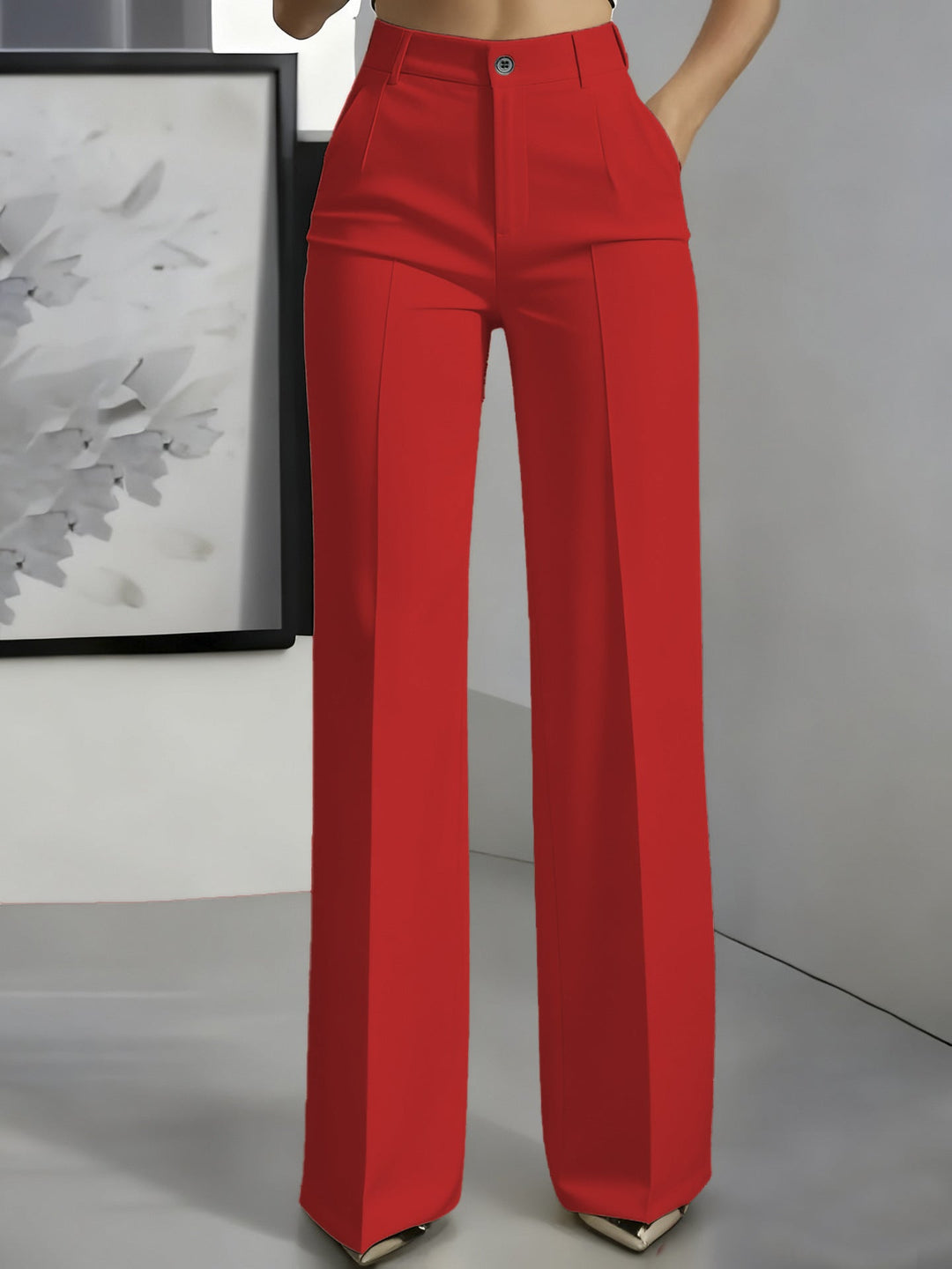 Women's Elegant Formal High Waist Trousers | Straight Cut