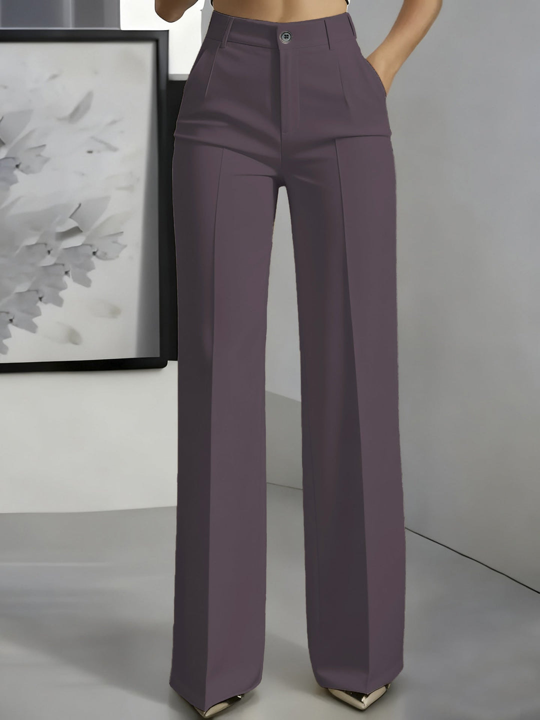 Women's Elegant Formal High Waist Trousers | Straight Cut