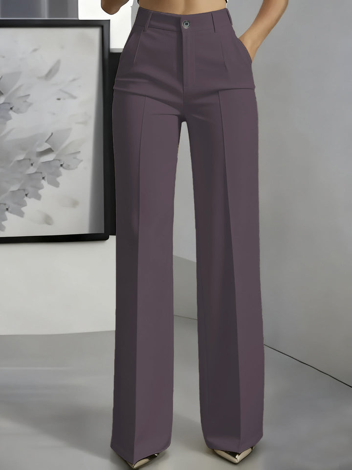 Women's Elegant Formal High Waist Trousers | Straight Cut