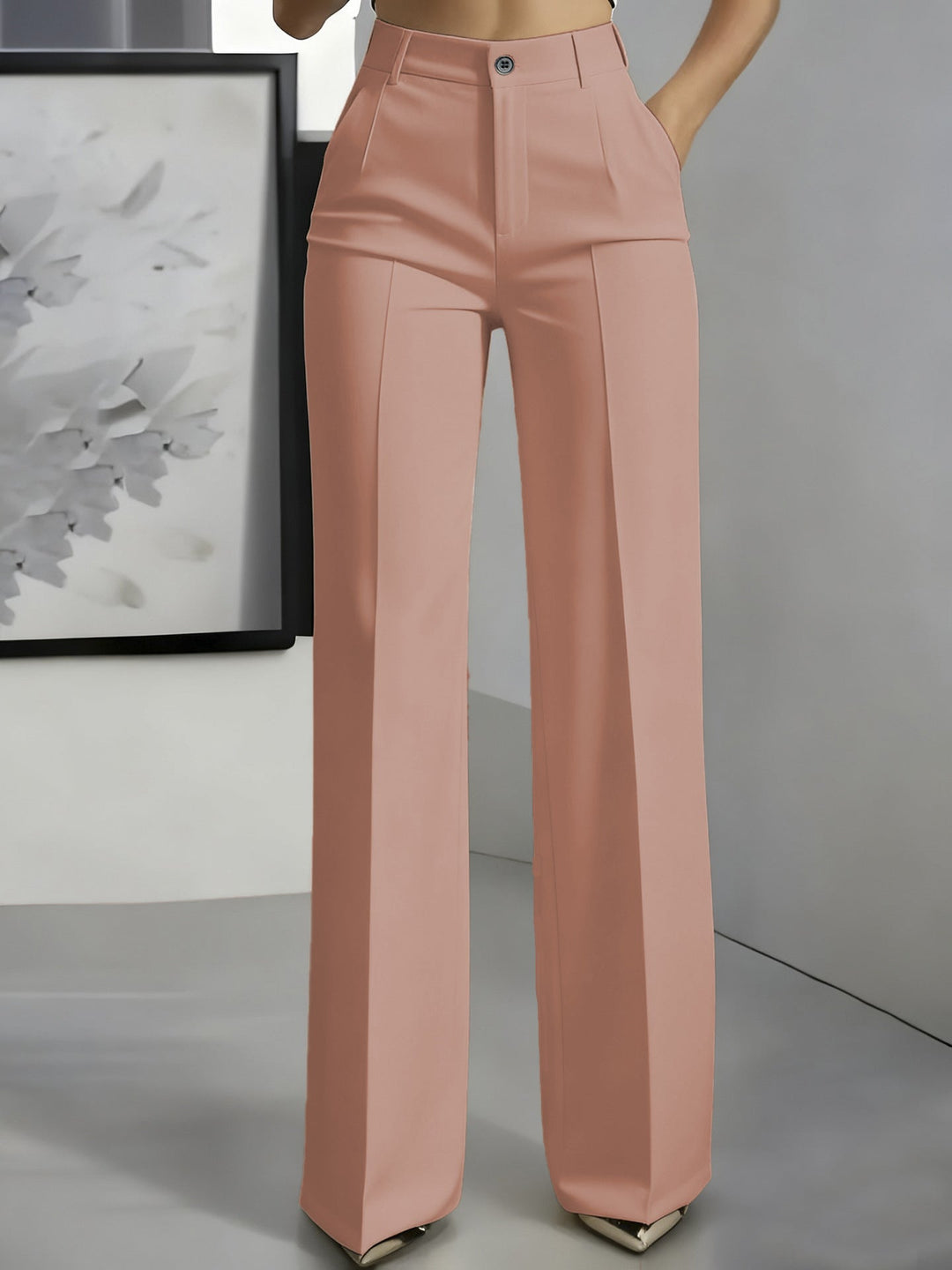 Women's Elegant Formal High Waist Trousers | Straight Cut