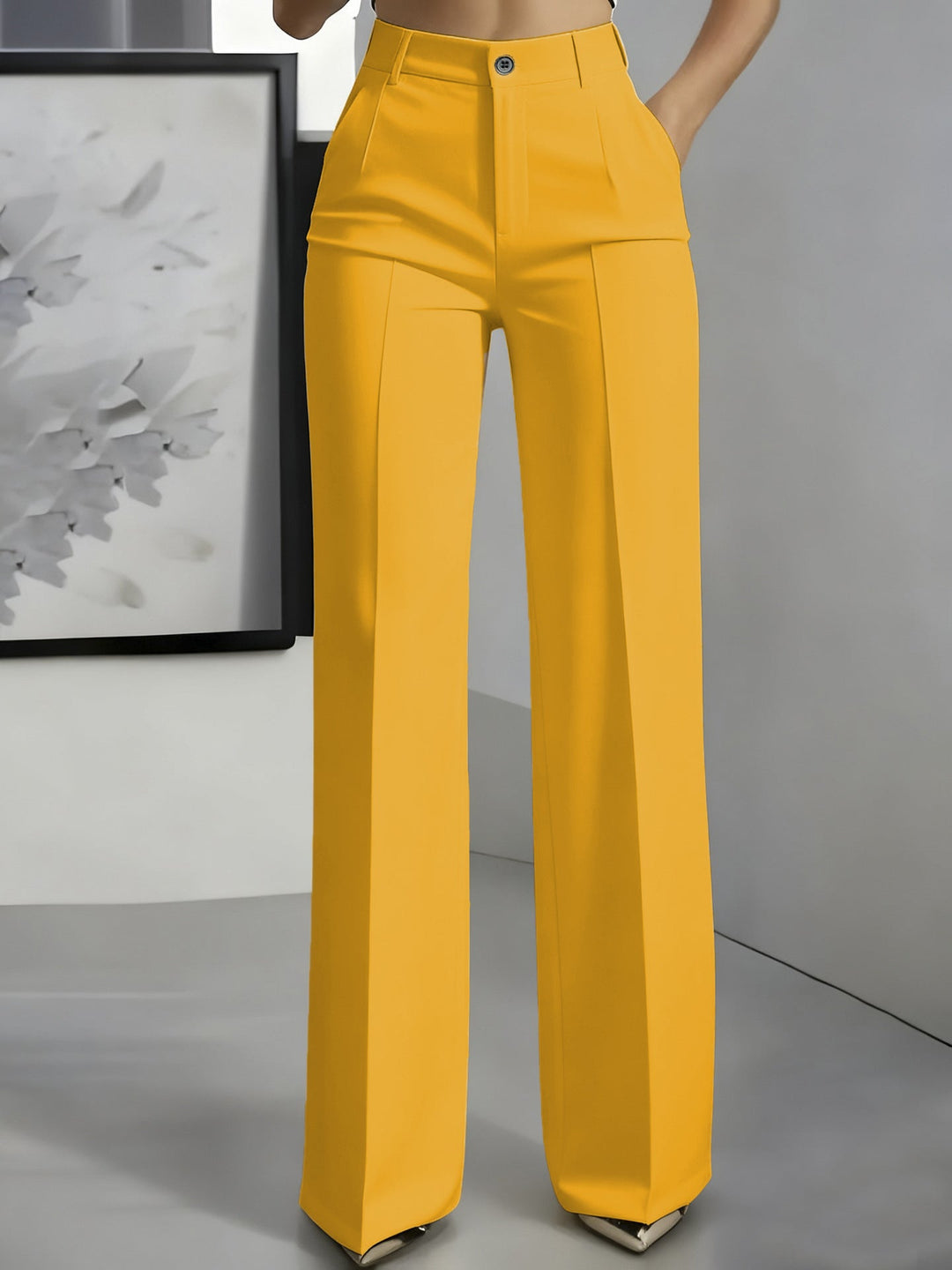 Women's Elegant Formal High Waist Trousers | Straight Cut