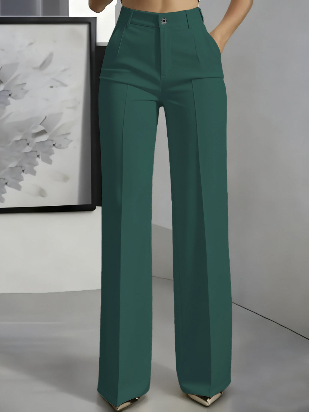 Women's Elegant Formal High Waist Trousers | Straight Cut