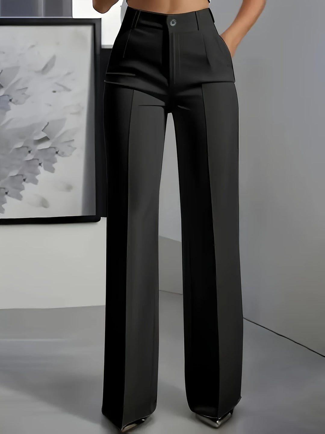 Women's Elegant Formal High Waist Trousers | Straight Cut