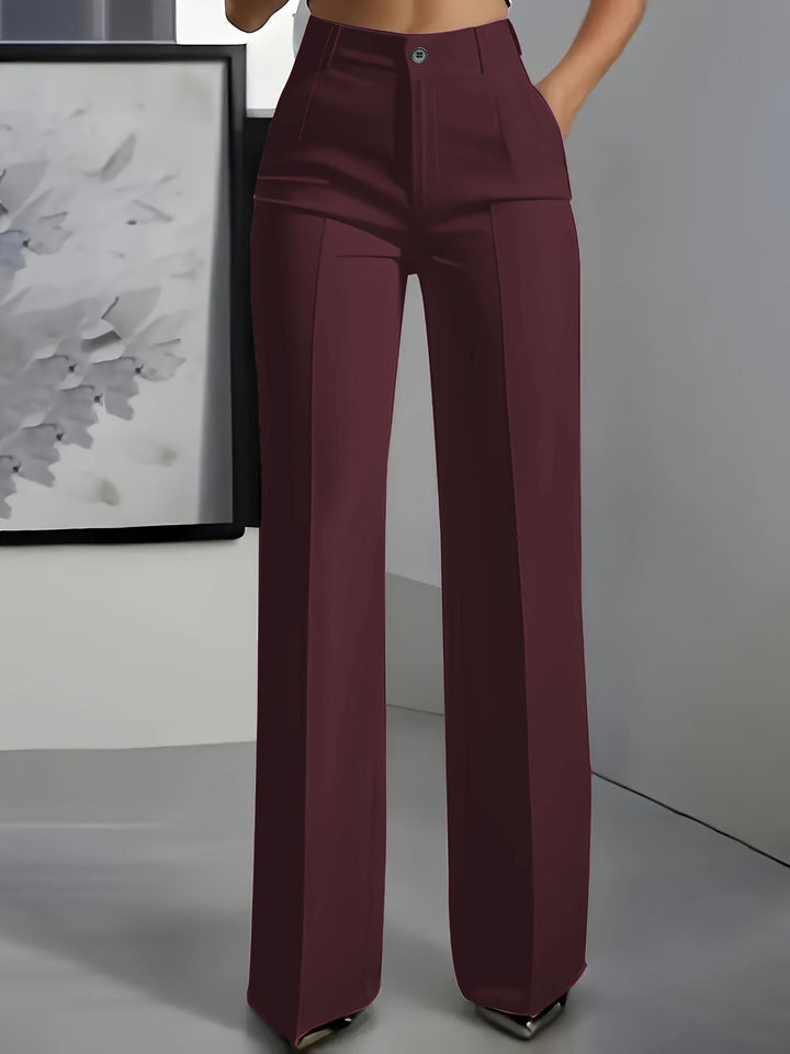Women's Elegant Formal High Waist Trousers | Straight Cut