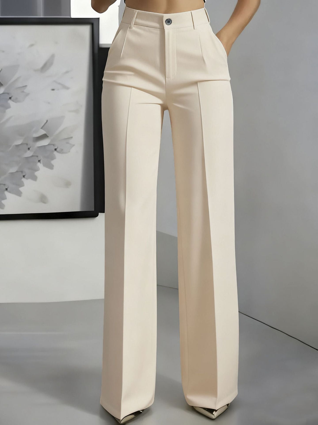 Women's Elegant Formal High Waist Trousers | Straight Cut