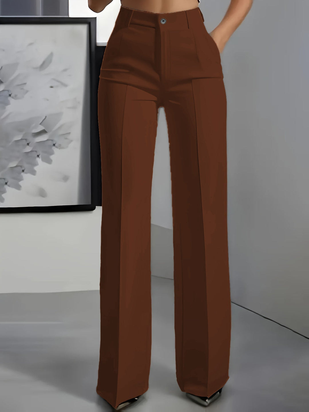Women's Elegant Formal High Waist Trousers | Straight Cut