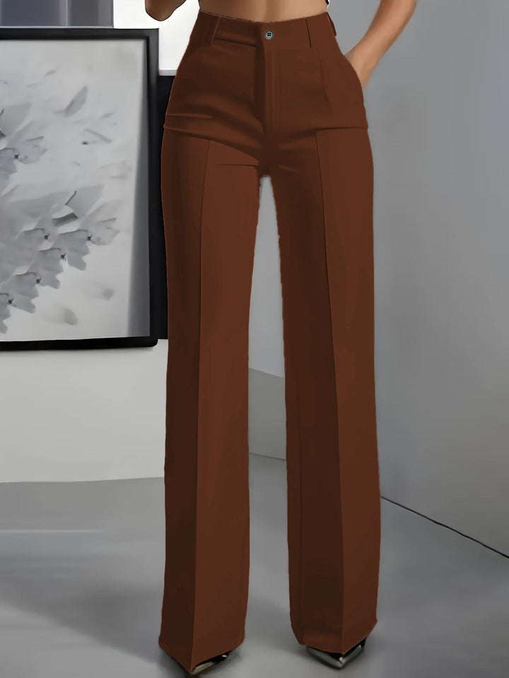 Women's Elegant Formal High Waist Trousers | Straight Cut