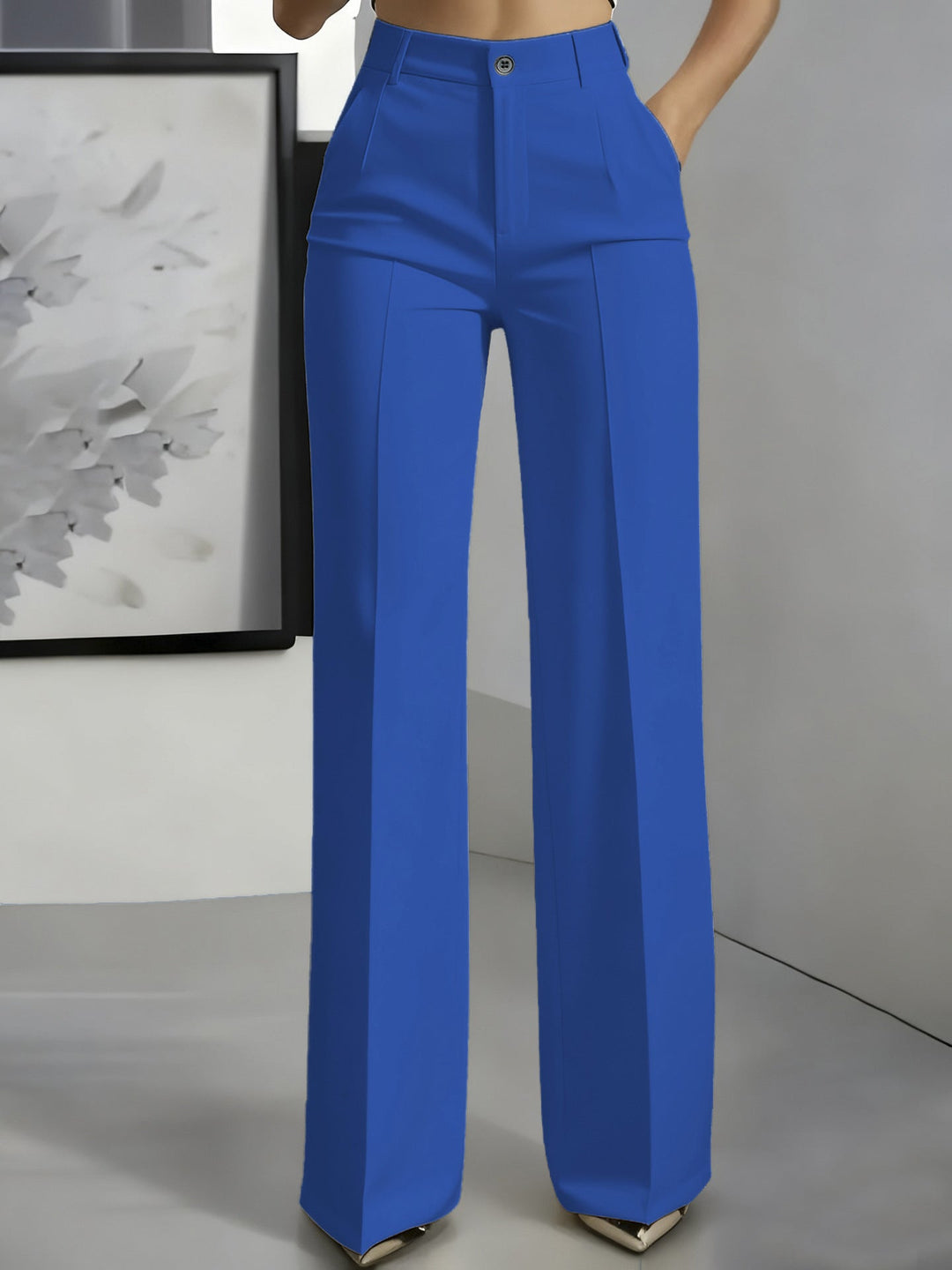 Women's Elegant Formal High Waist Trousers | Straight Cut