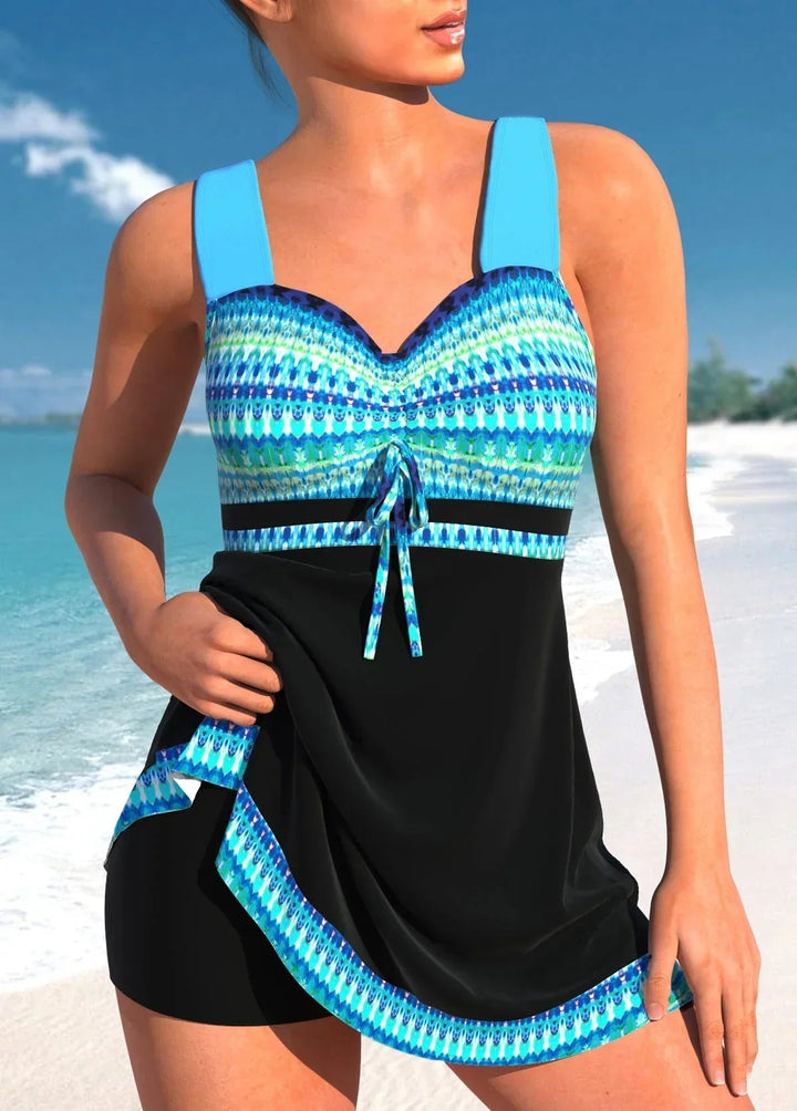 Women's Printed Tankini with Shorts Swimwear Set | Two Piece