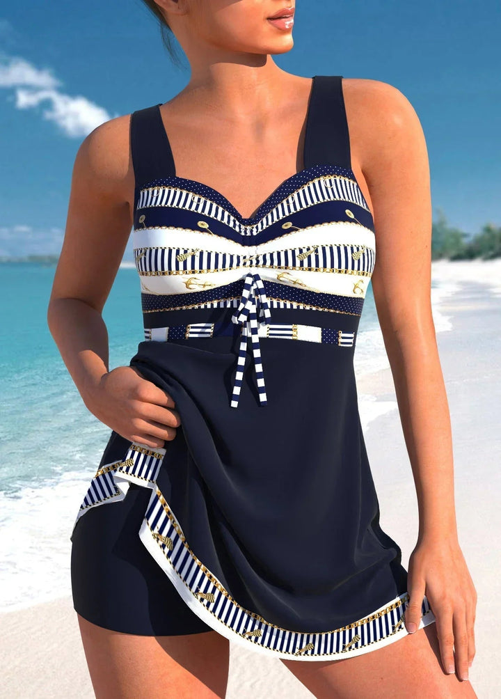 Women's Printed Tankini with Shorts Swimwear Set | Two Piece