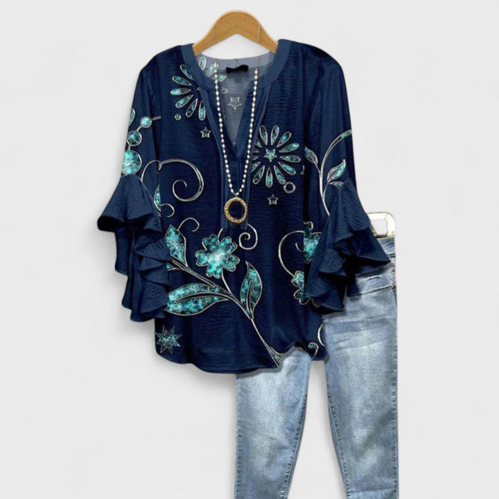Women's Elegant Ruffle Sleeve Loose Blouse | Short Sleeve