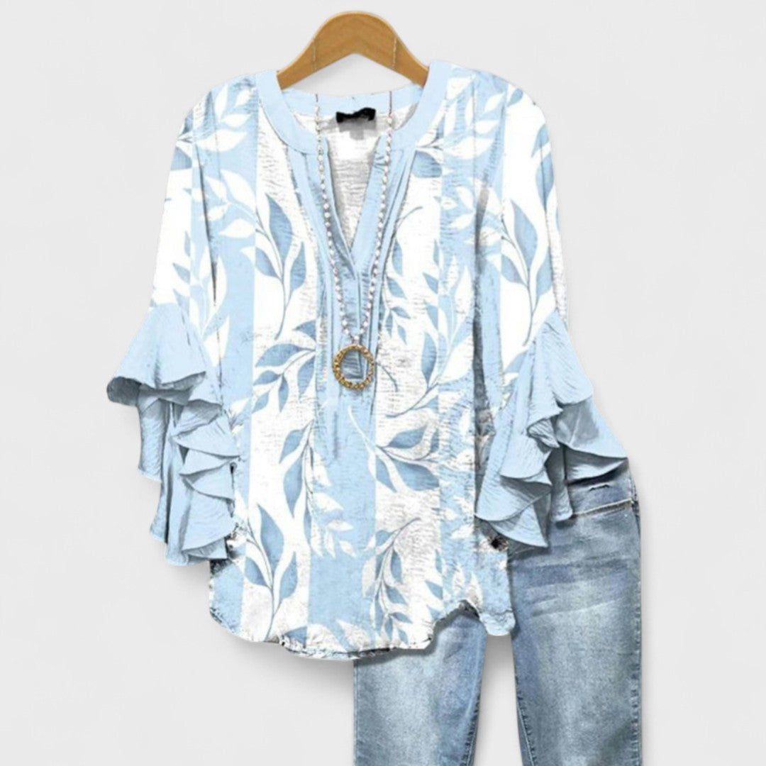 Women's Elegant Ruffle Sleeve Loose Blouse | Short Sleeve