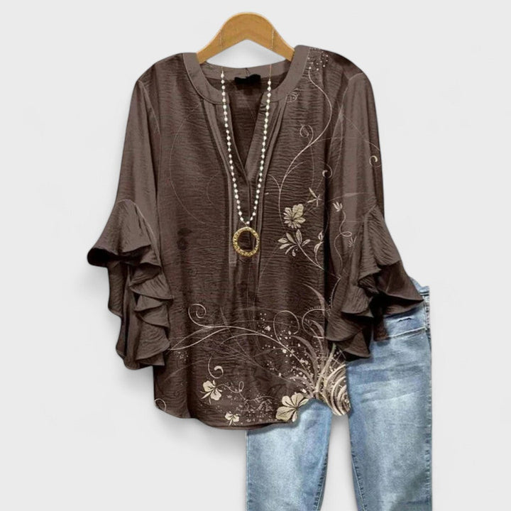 Women's Elegant Ruffle Sleeve Loose Blouse | Short Sleeve