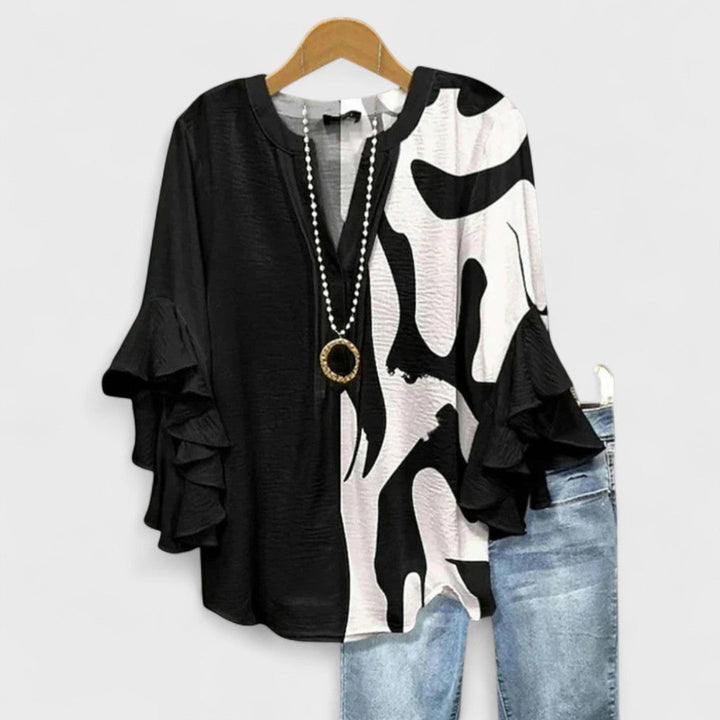 Women's Elegant Ruffle Sleeve Loose Blouse | Short Sleeve