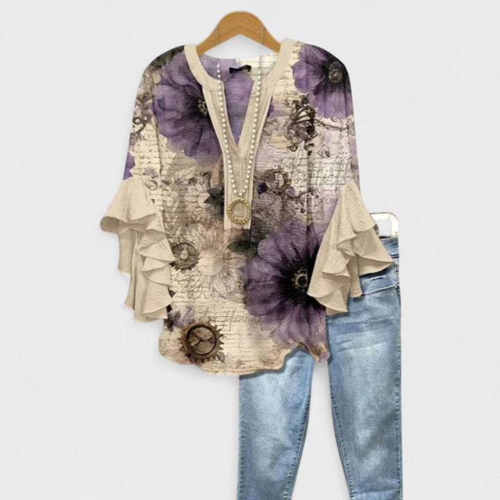 Women's Elegant Ruffle Sleeve Loose Blouse | Short Sleeve