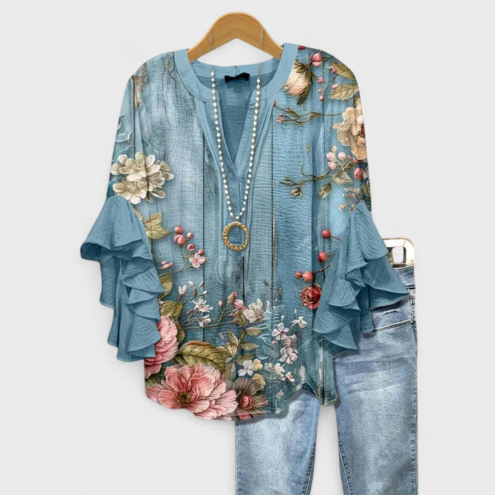 Women's Elegant Ruffle Sleeve Loose Blouse | Short Sleeve