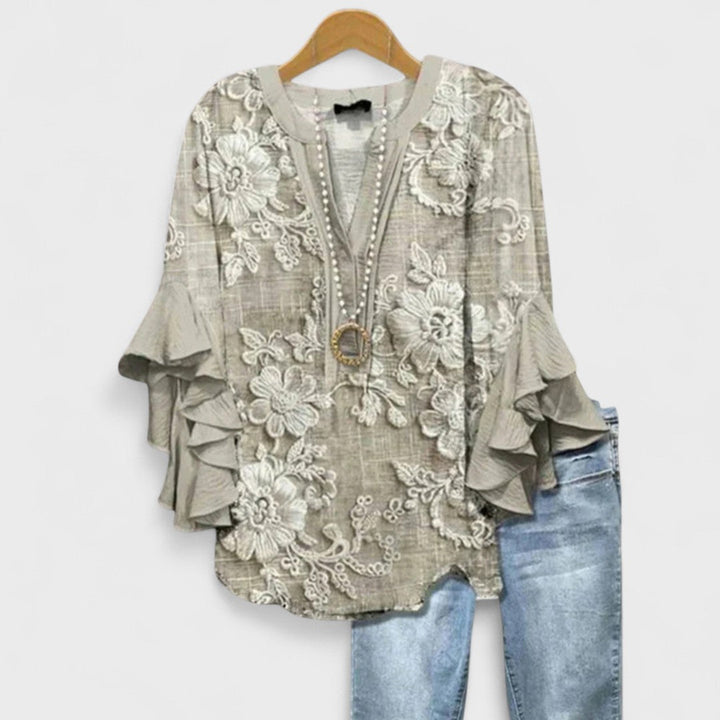 Women's Elegant Ruffle Sleeve Loose Blouse | Short Sleeve