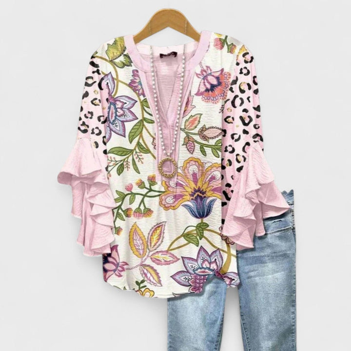 Women's Elegant Ruffle Sleeve Loose Blouse | Short Sleeve
