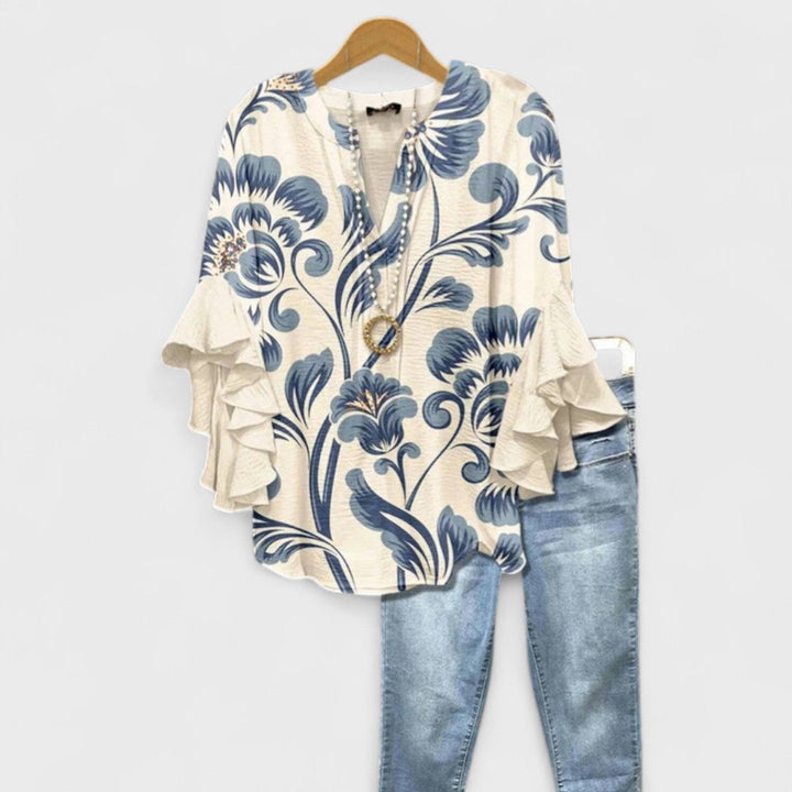 Women's Elegant Ruffle Sleeve Loose Blouse | Short Sleeve