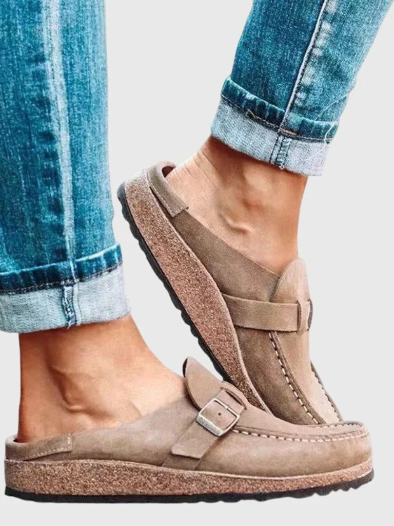 Women's Casual Buckle Detail Slip On Clogs | Orthopedic