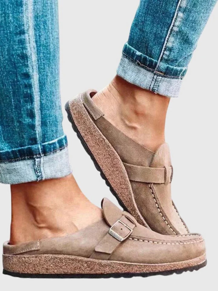 Women's Casual Buckle Detail Slip On Clogs | Orthopedic