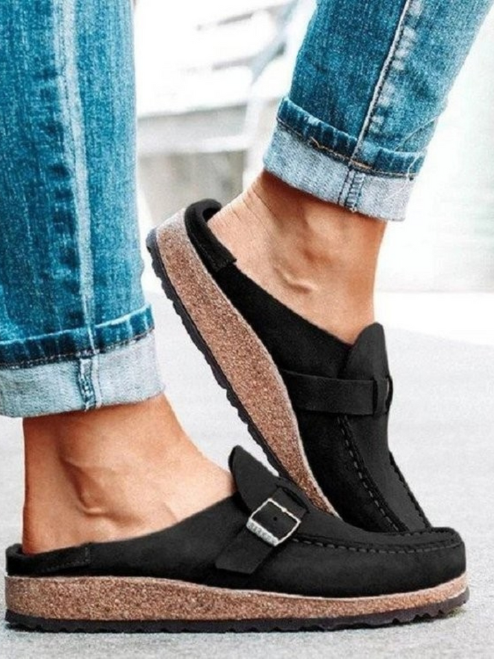 Women's Casual Buckle Detail Slip On Clogs | Orthopedic