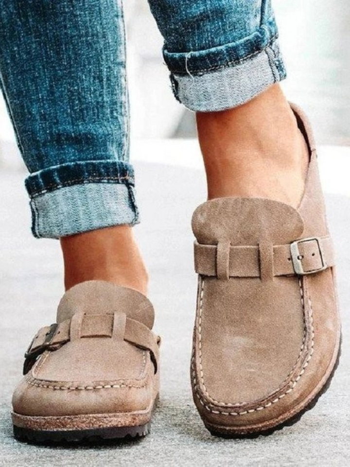 Women's Casual Buckle Detail Slip On Clogs | Orthopedic