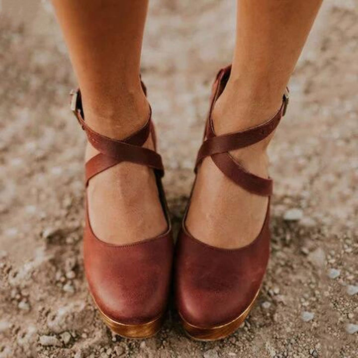 Women's Elegant Closed Toe Ankle Strap Sandals | Wedge Heel