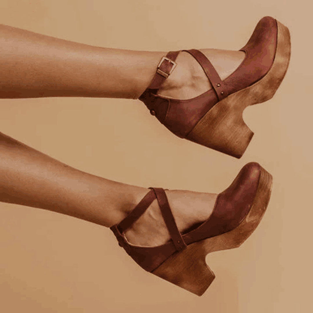 Women's Elegant Closed Toe Ankle Strap Sandals | Wedge Heel