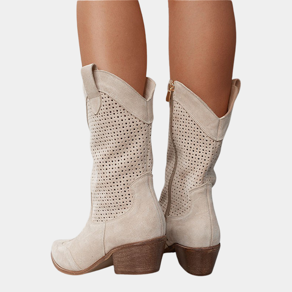 Women's Casual Cowboy Style Side Zip Boots | Orthopedic