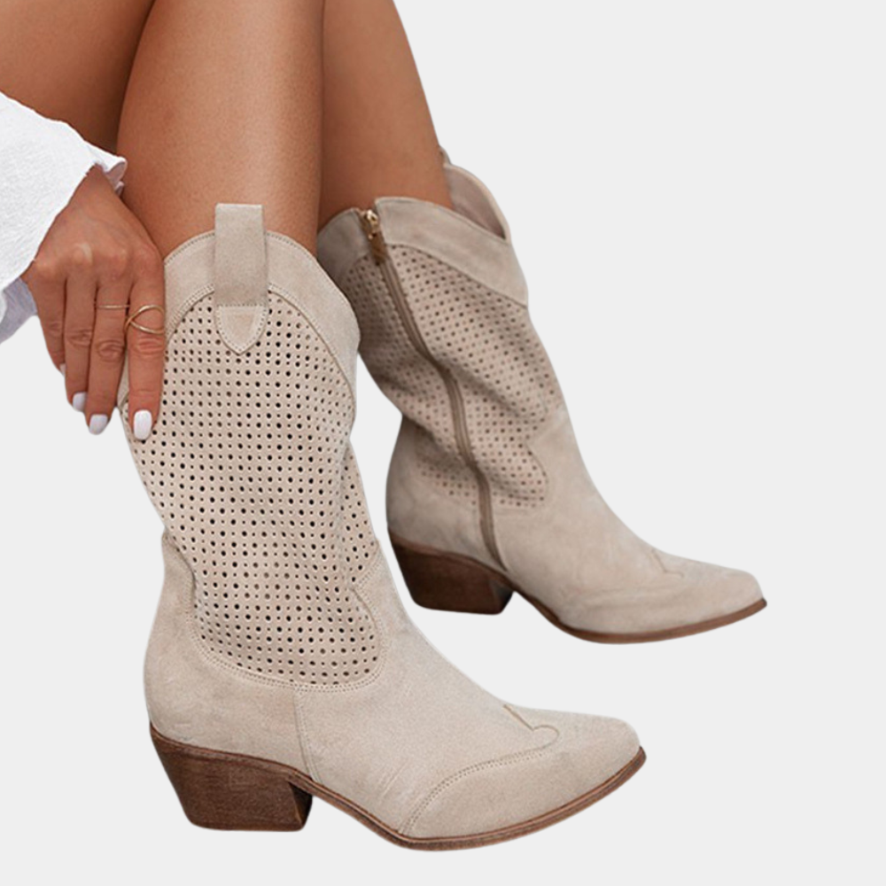 Women's Casual Cowboy Style Side Zip Boots | Orthopedic