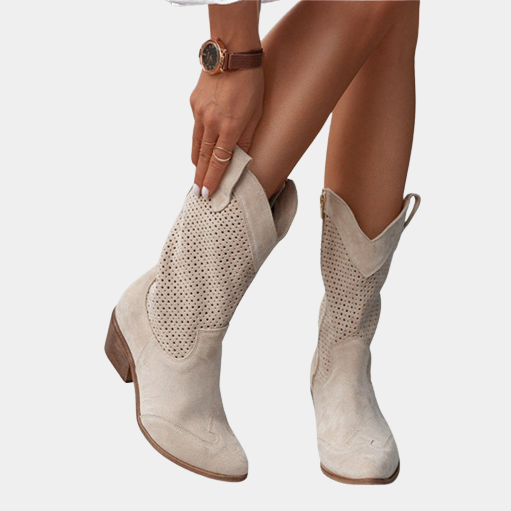 Women's Casual Cowboy Style Side Zip Boots | Orthopedic