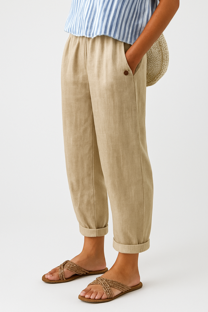 Women's Summer Casual Pants With Side Pockets | Tapered Leg