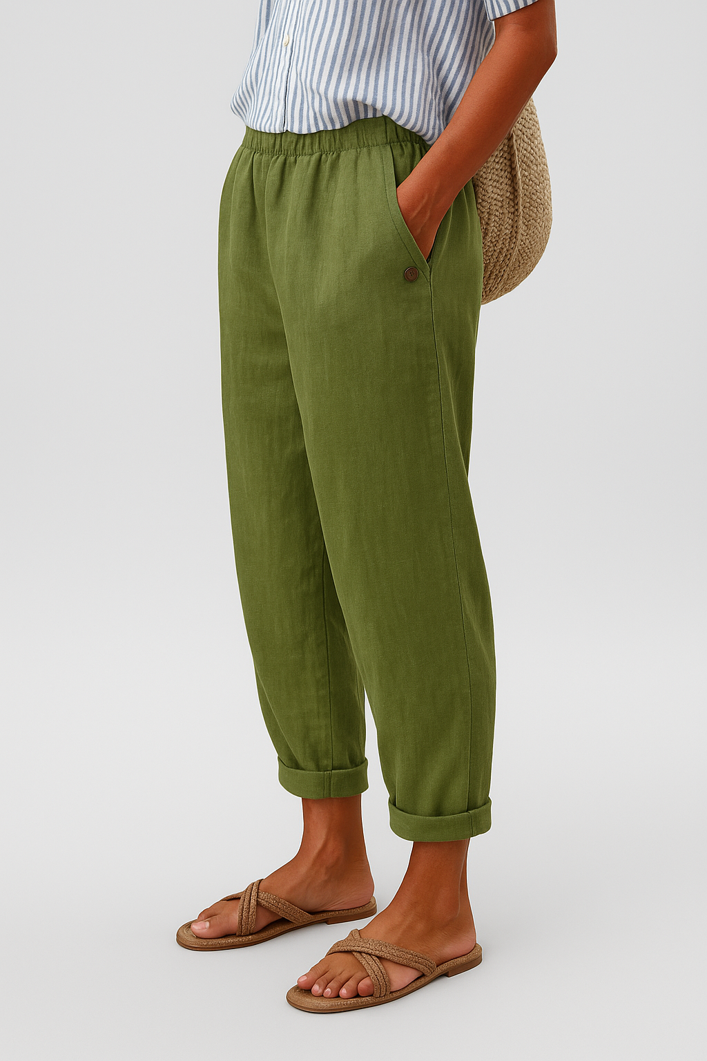 Women's Summer Casual Pants With Side Pockets | Tapered Leg