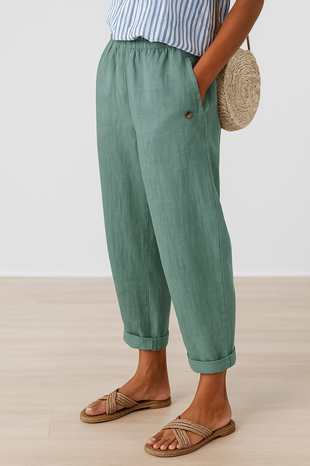 Women's Summer Casual Pants With Side Pockets | Tapered Leg