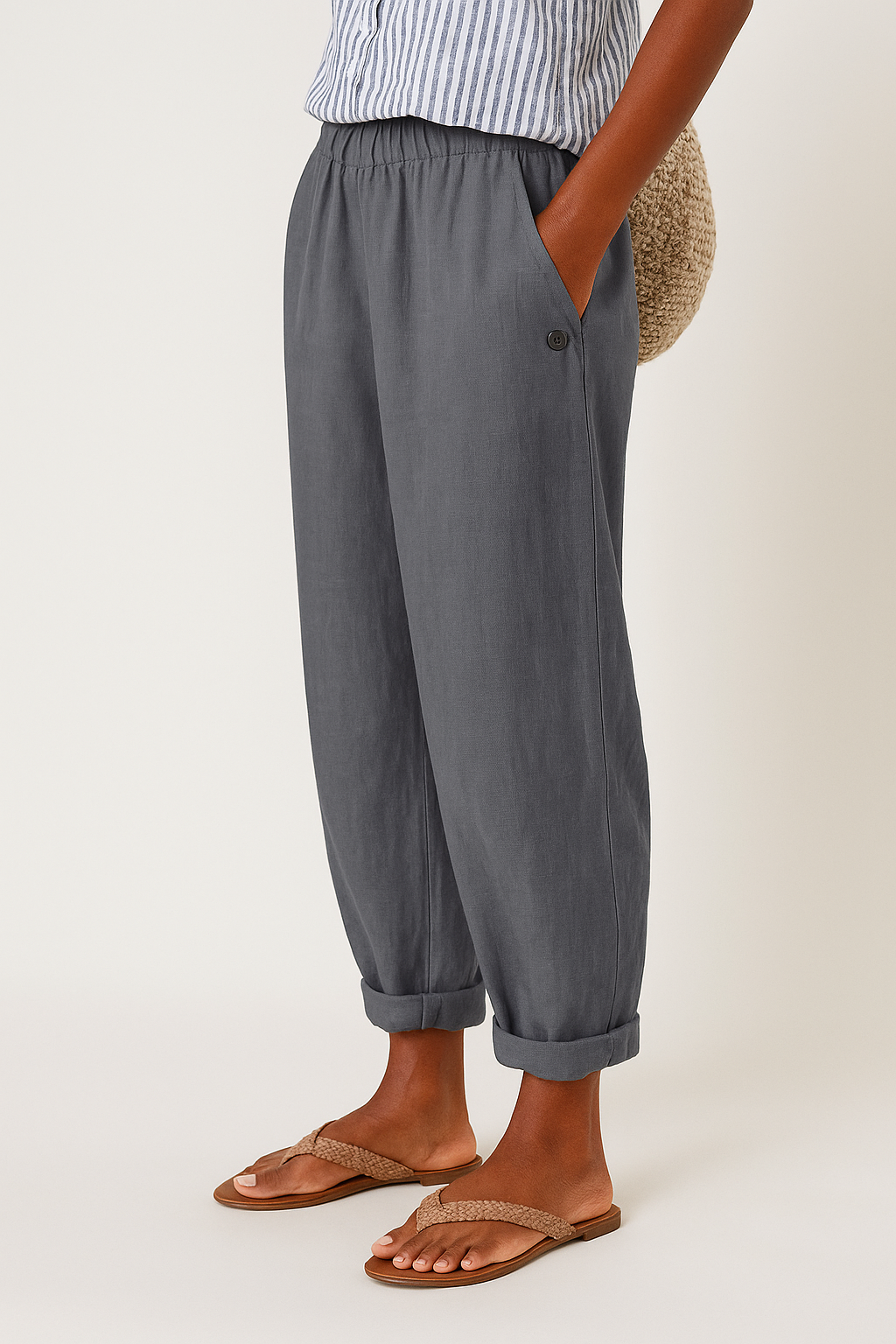 Women's Summer Casual Pants With Side Pockets | Tapered Leg