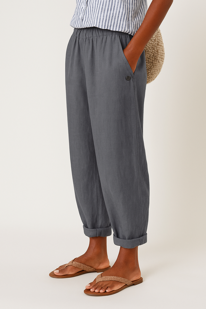 Women's Summer Casual Pants With Side Pockets | Tapered Leg