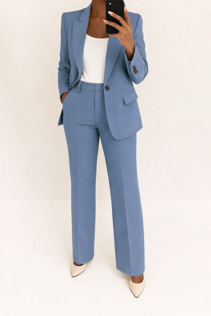 Women's Sophisticated Work Blazer and Trouser Suit Set | Two Piece