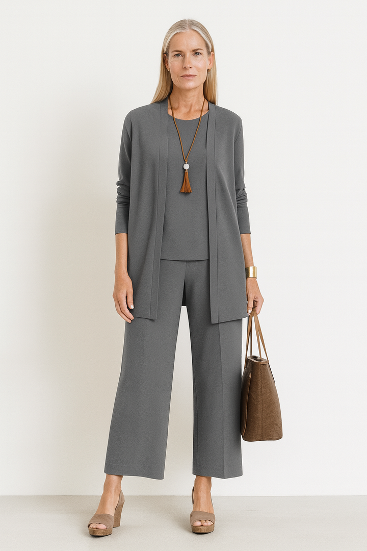 Women's Elegant Solid Color Work Co-Ord Set | 3-Piece