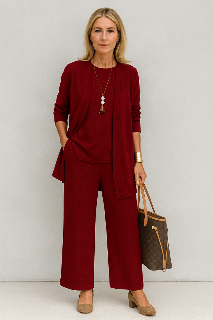 Women's Elegant Solid Color Work Co-Ord Set | 3-Piece