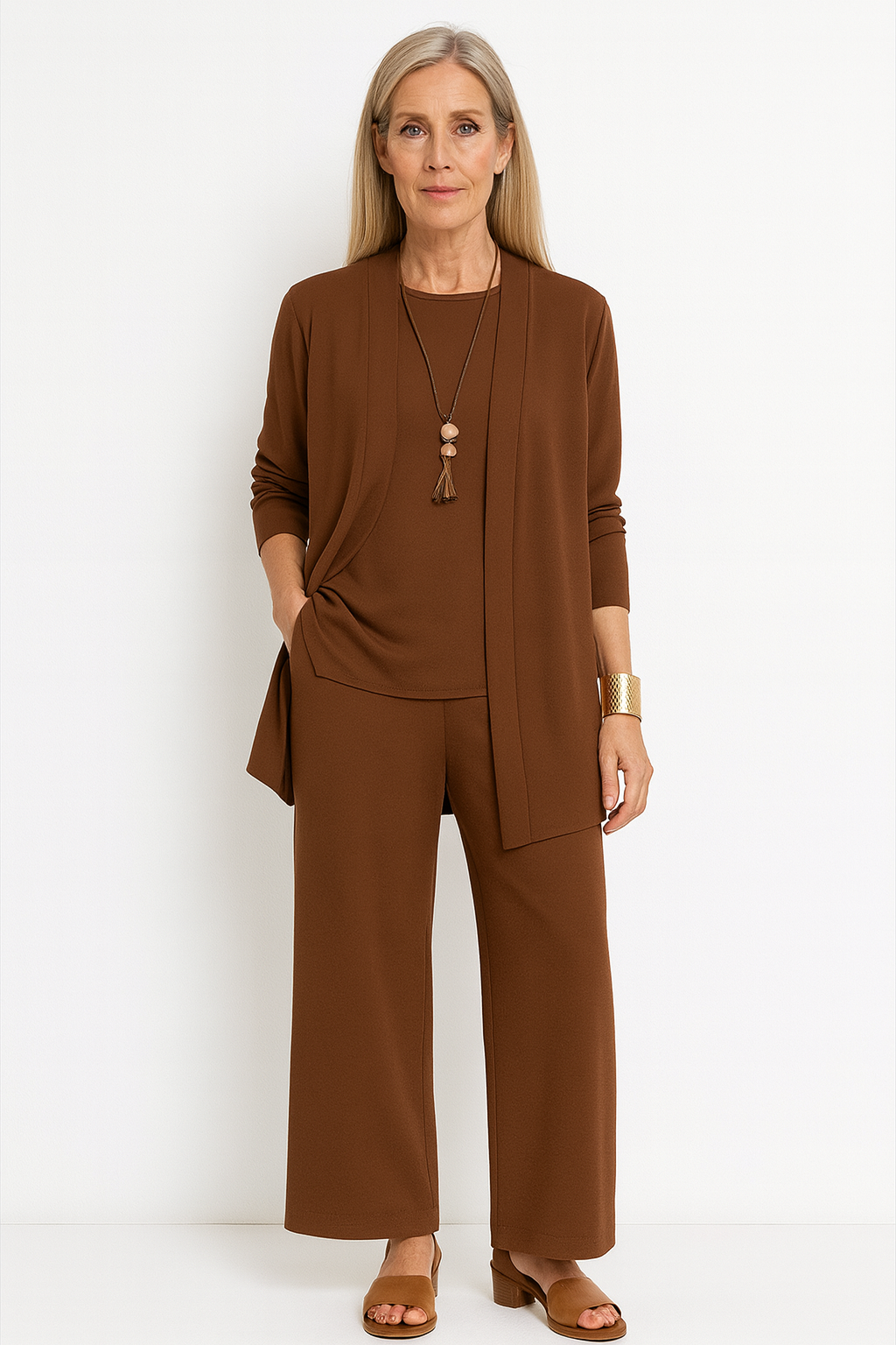 Women's Elegant Solid Color Work Co-Ord Set | 3-Piece