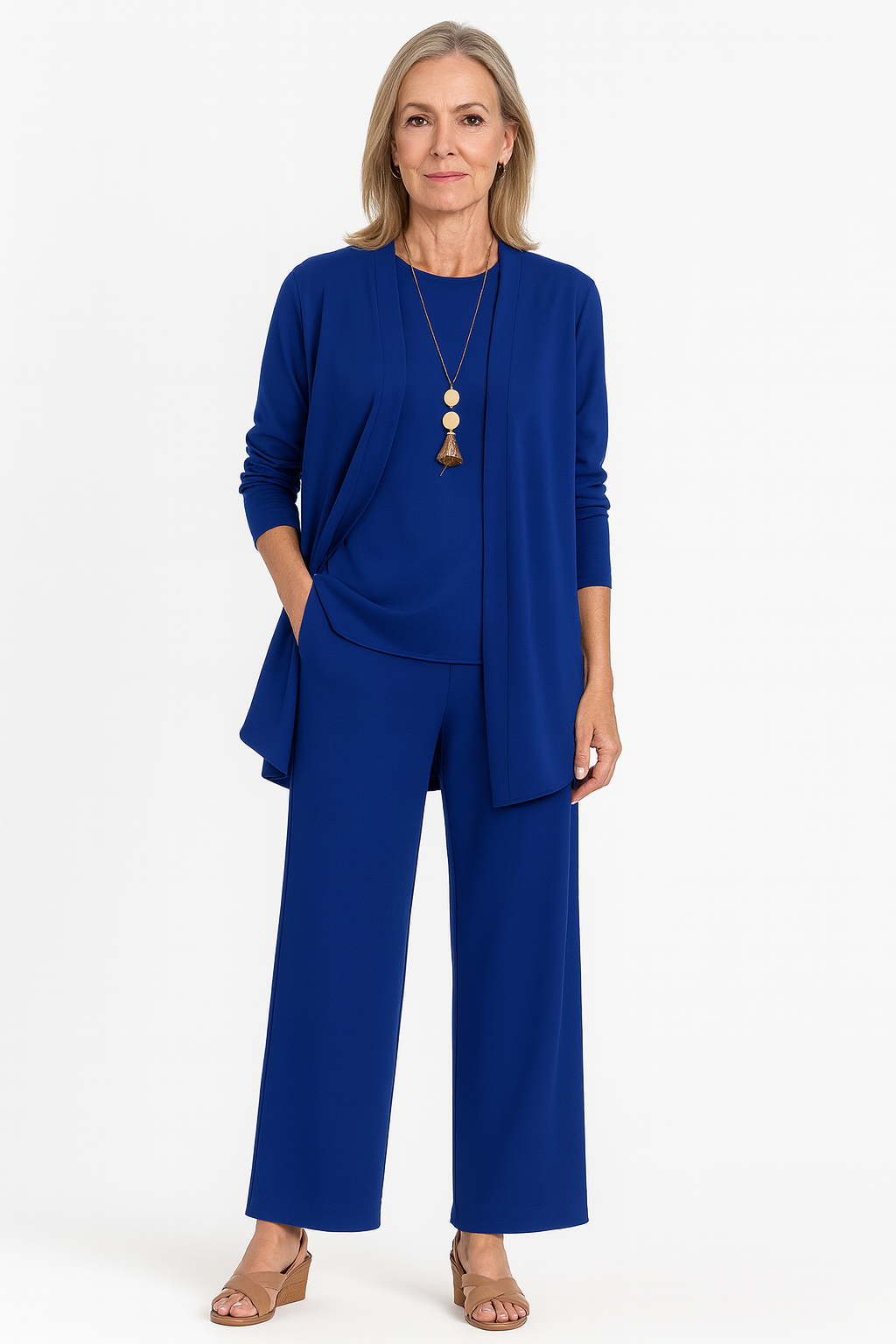 Women's Elegant Solid Color Work Co-Ord Set | 3-Piece