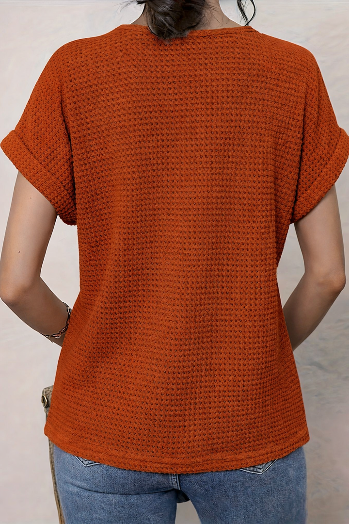 Women's Casual Boho Textured Blouse | Short Sleeves